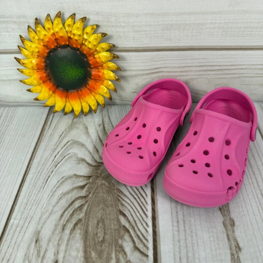Crocs Kids Baya Clog Shoes Pink Classic Comfort Slip On 11C